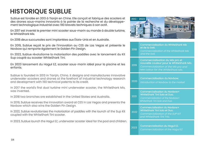 Brochure Sublue - scooters sous-marins